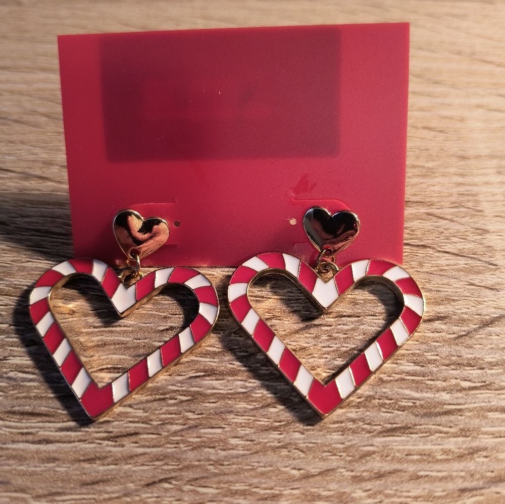 Kohl's Candy Cane Heart Earrings